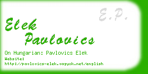 elek pavlovics business card